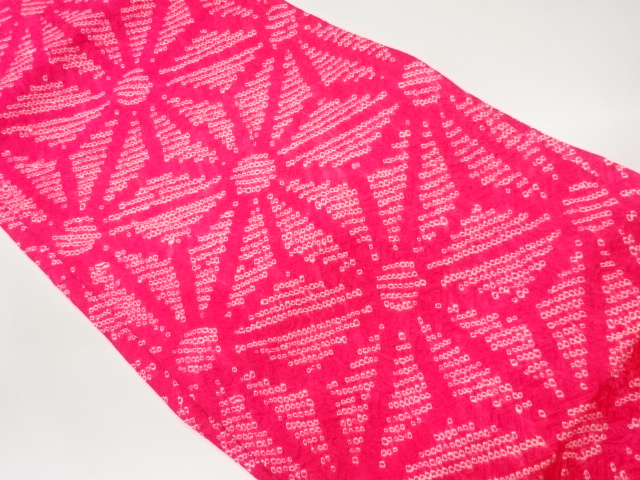 リサイクル　絞り麻の葉模様名古屋帯